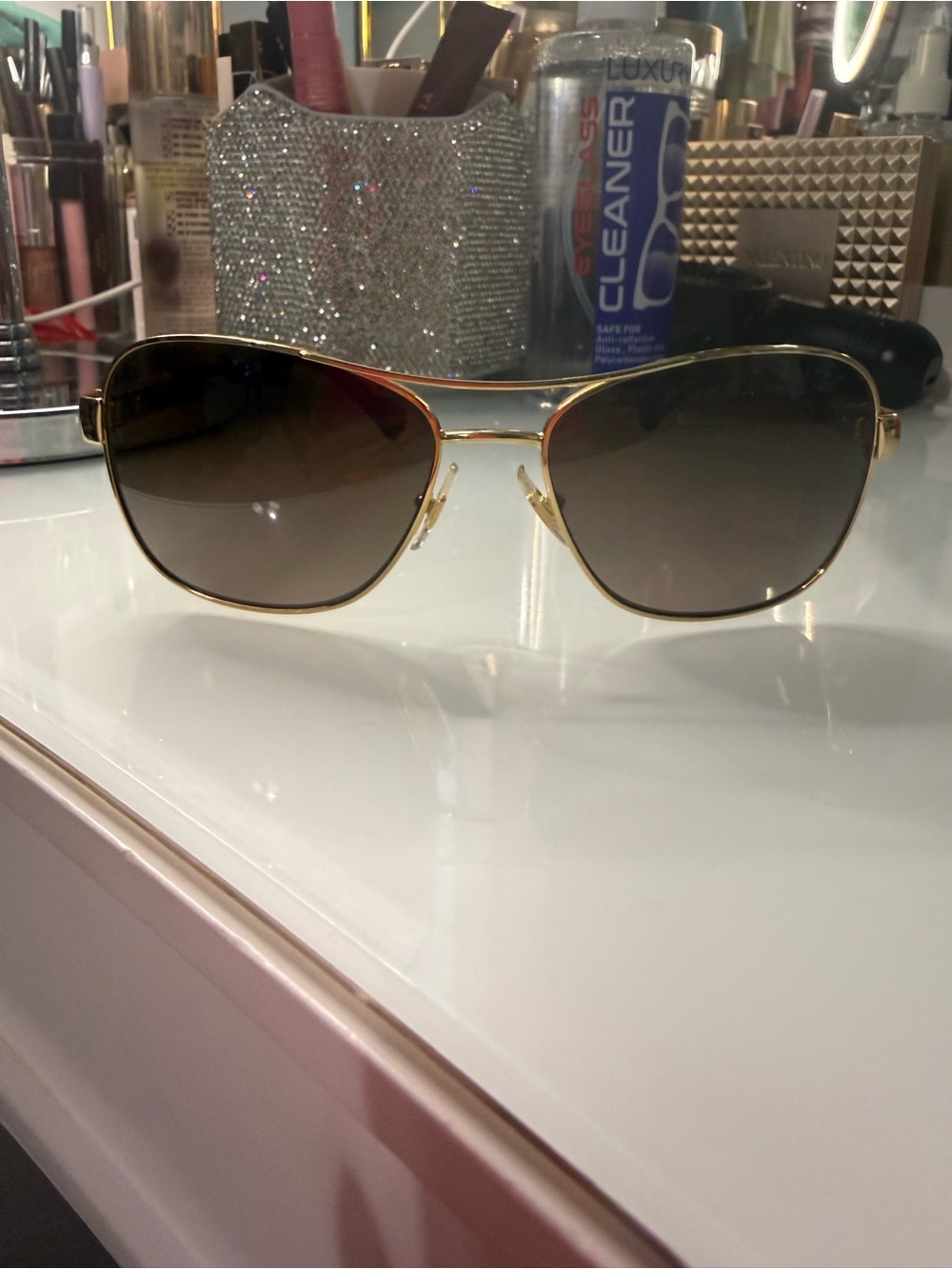 Ralph Lauren Gold Frame Sunglasses with Brown Gradient Lenses